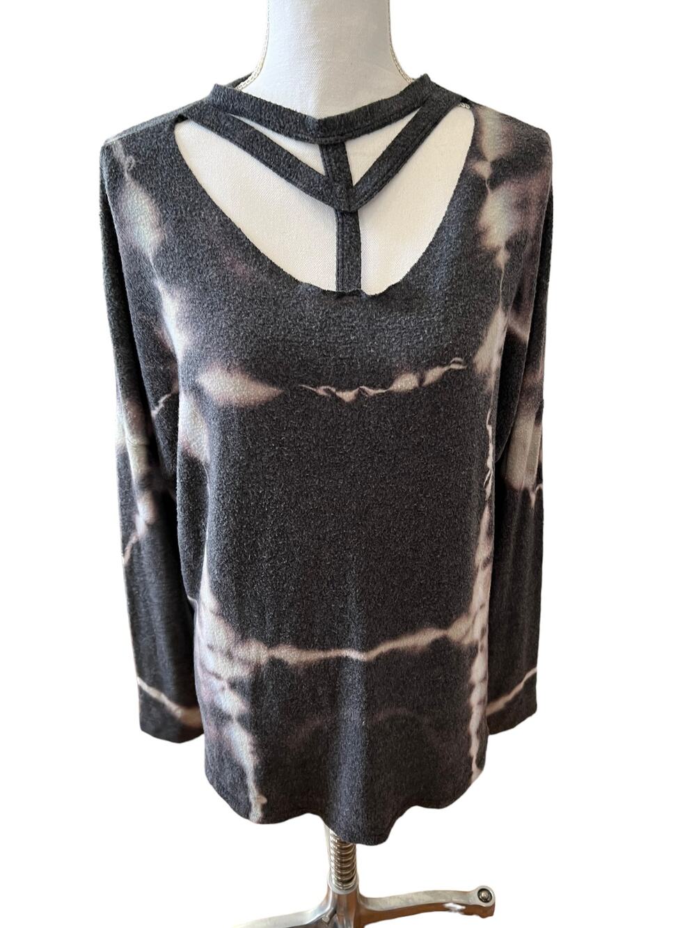 New Vintage Havana tie dye cut sweatshirt loungewear top Gray M